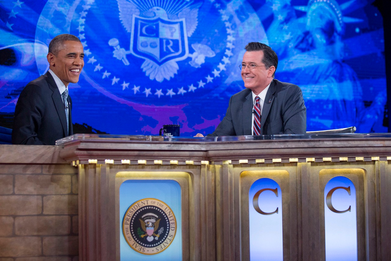Illustration for article titled President Obama Performs Scripted Segments on Tonight's Colbert Report